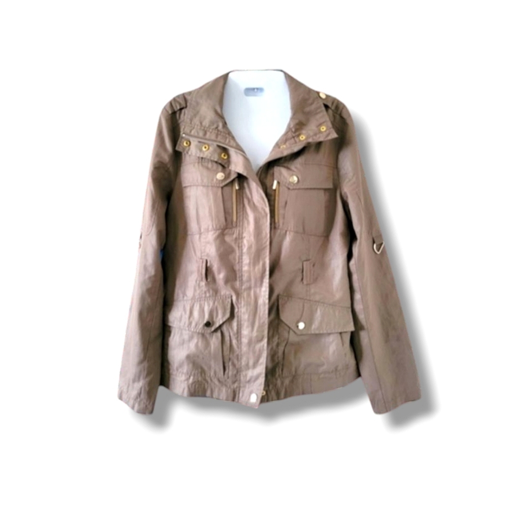 Latte Black | Olive Green Lightweight Utility Jacket (SIZE S)